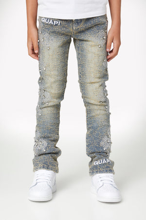 Vintage Blue Distressed Cross Kids Denim