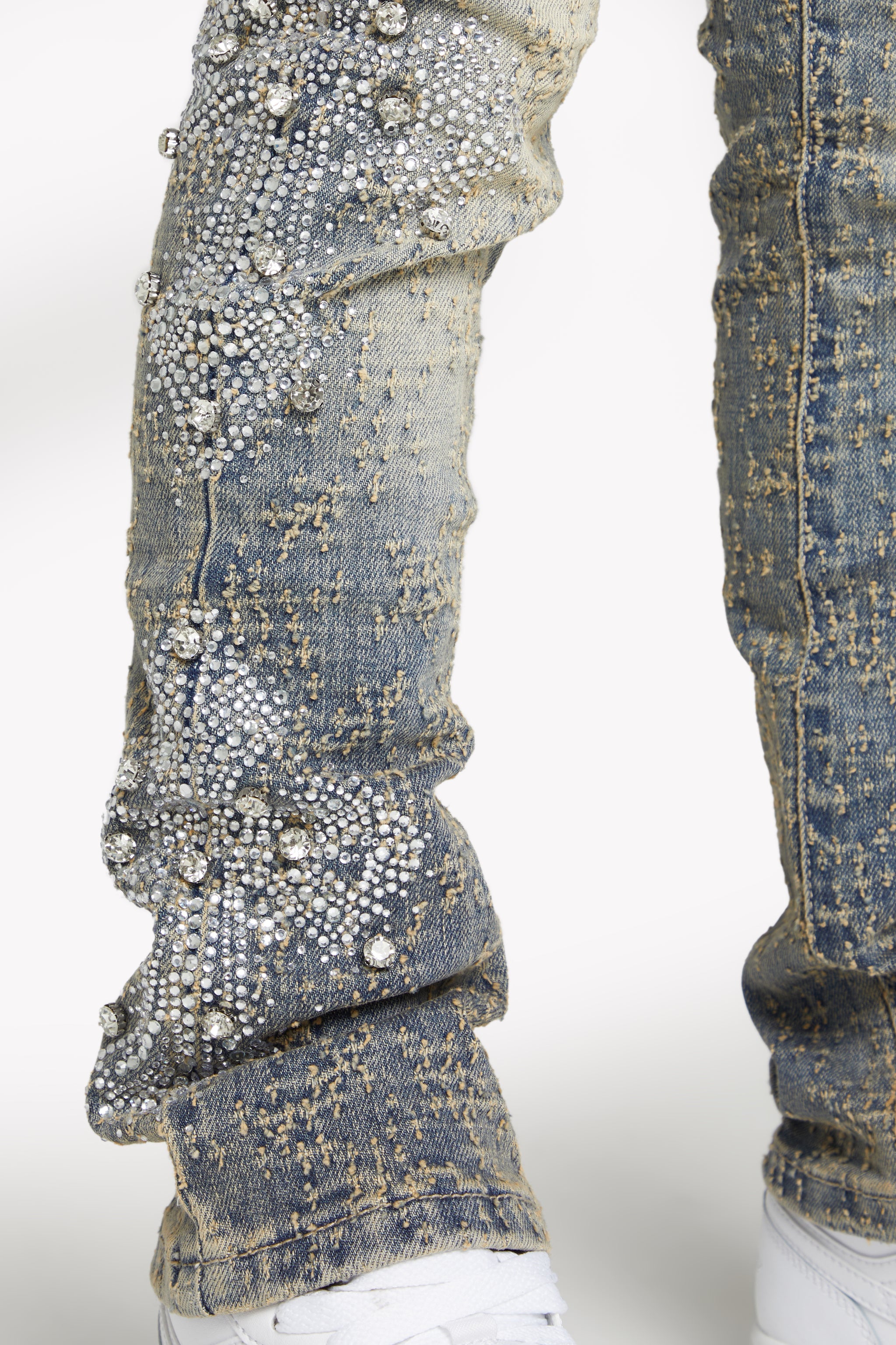 Vintage Blue Distressed Cross Kids Denim