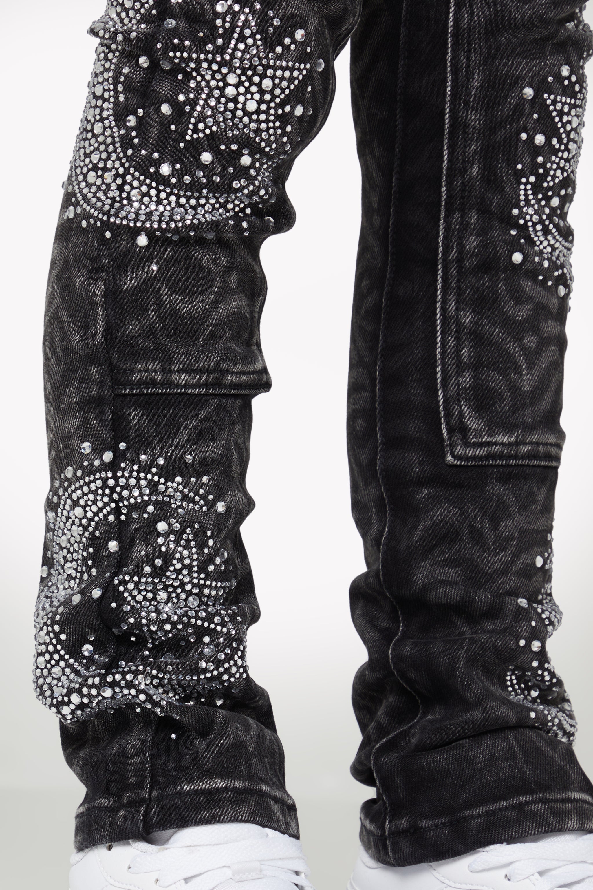 Obsidian Black Calligraphy Kids Denim