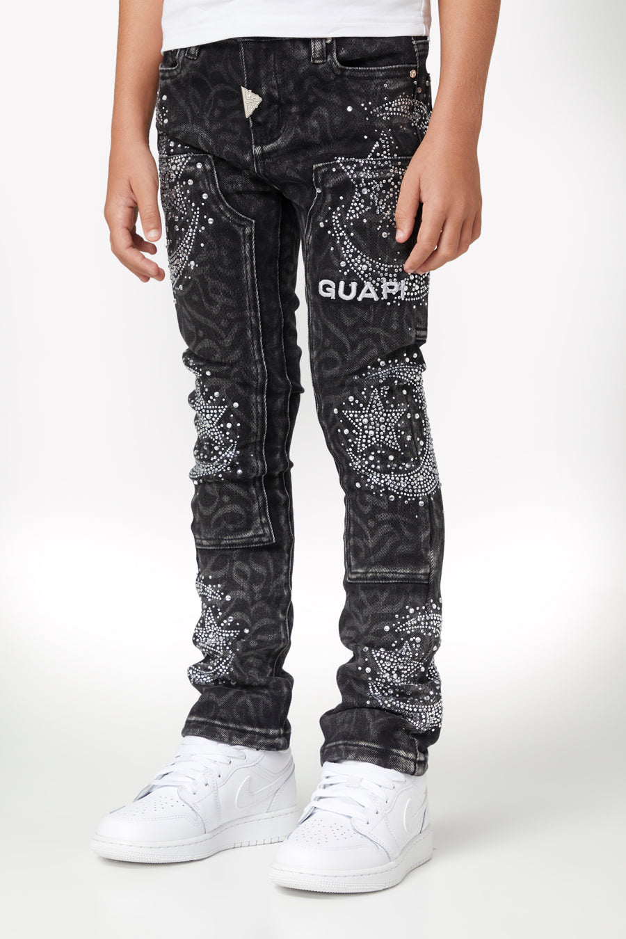 Obsidian Black Calligraphy Kids Denim