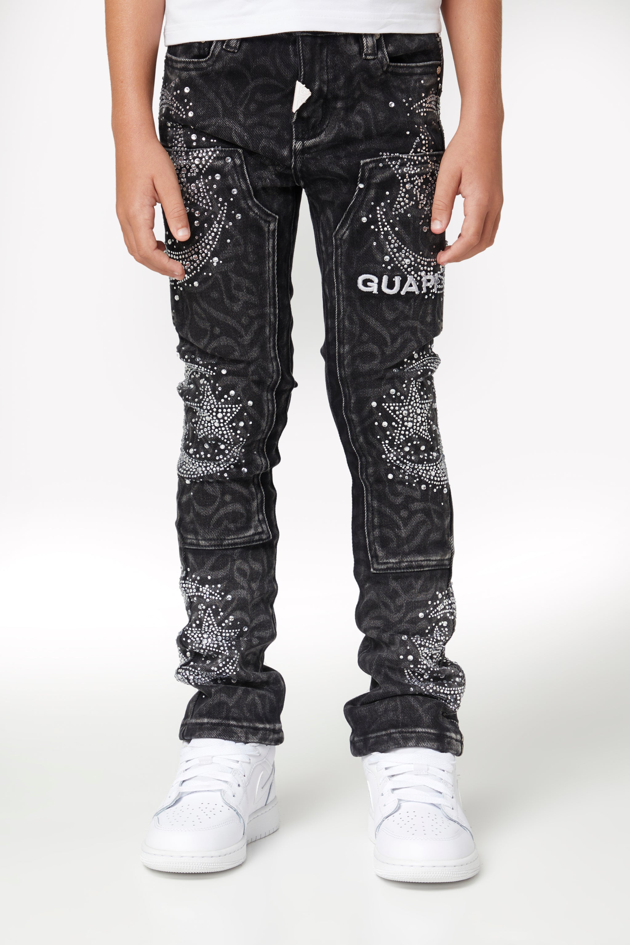 Obsidian Black Calligraphy Kids Denim
