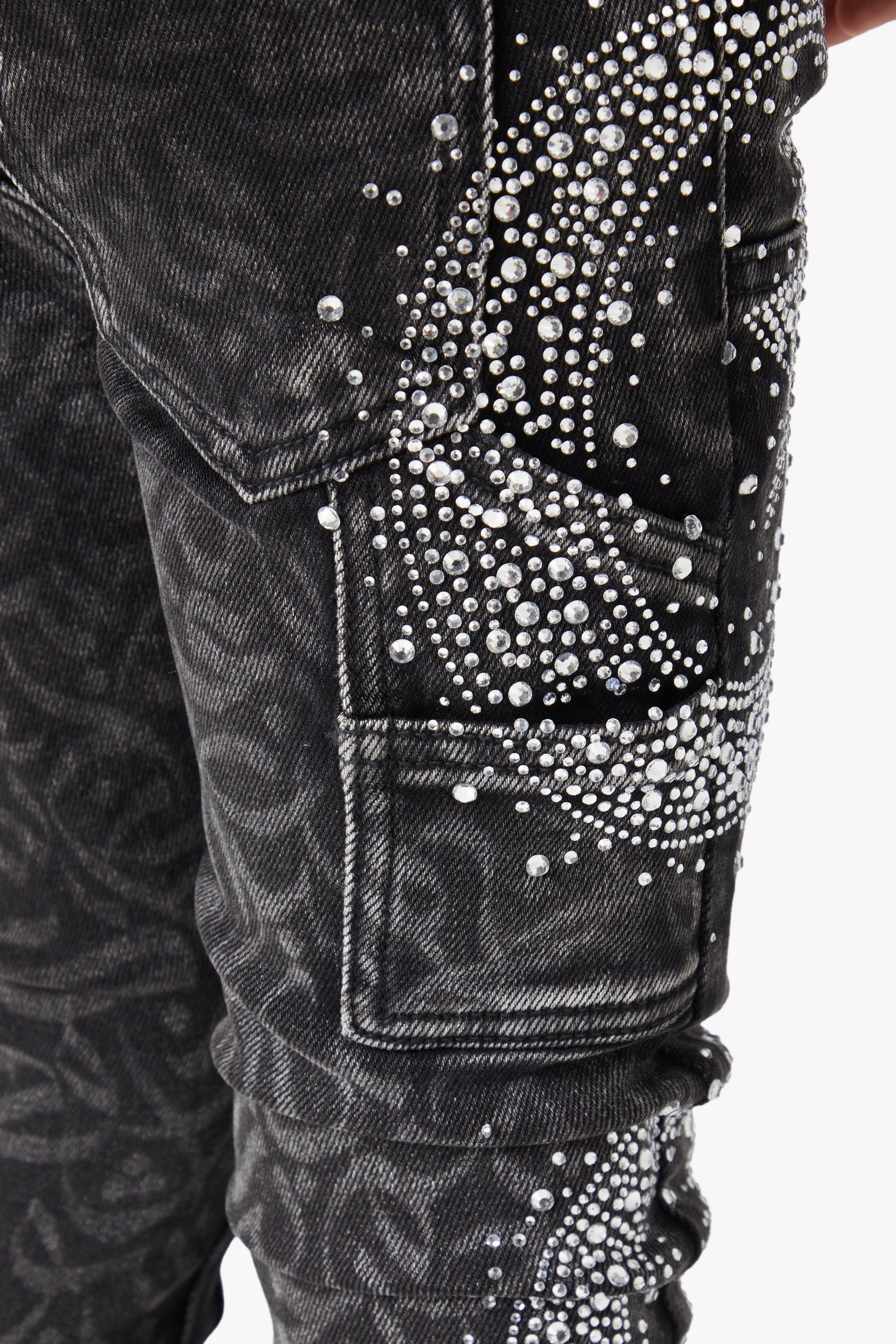 Obsidian Black Calligraphy Kids Denim