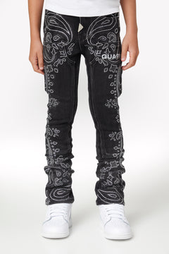Vintage Black Paisley Kids Denim - Guapi Clothing