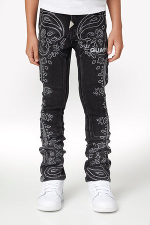 Vintage Black Paisley Kids Denim
