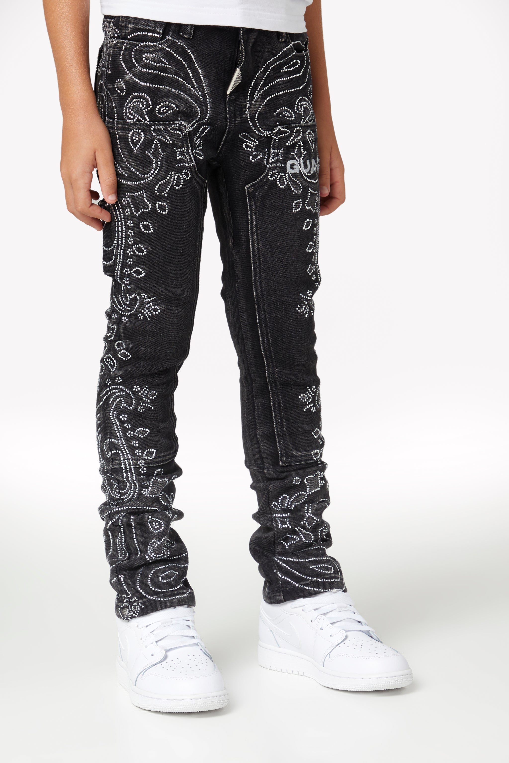 Vintage Black Paisley Kids Denim
