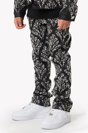 Obsidian Black Embellished Kids Denim Set