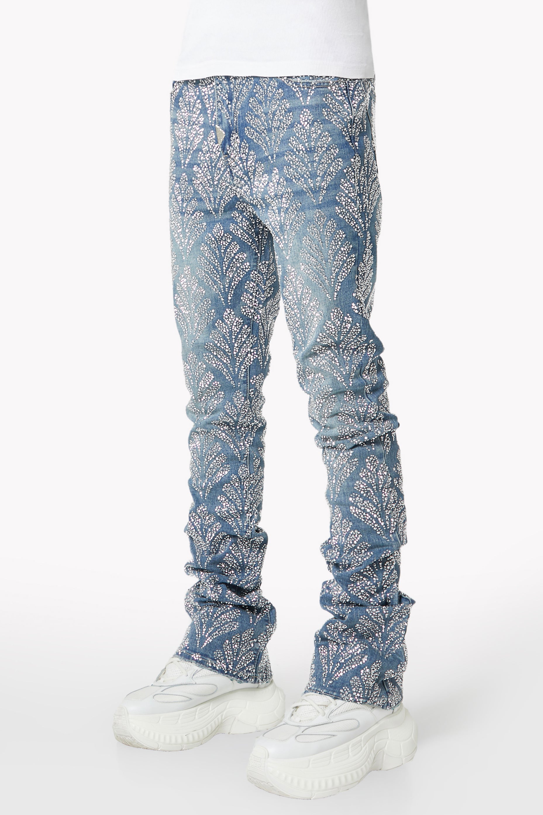 Steel Blue Embellished Denim