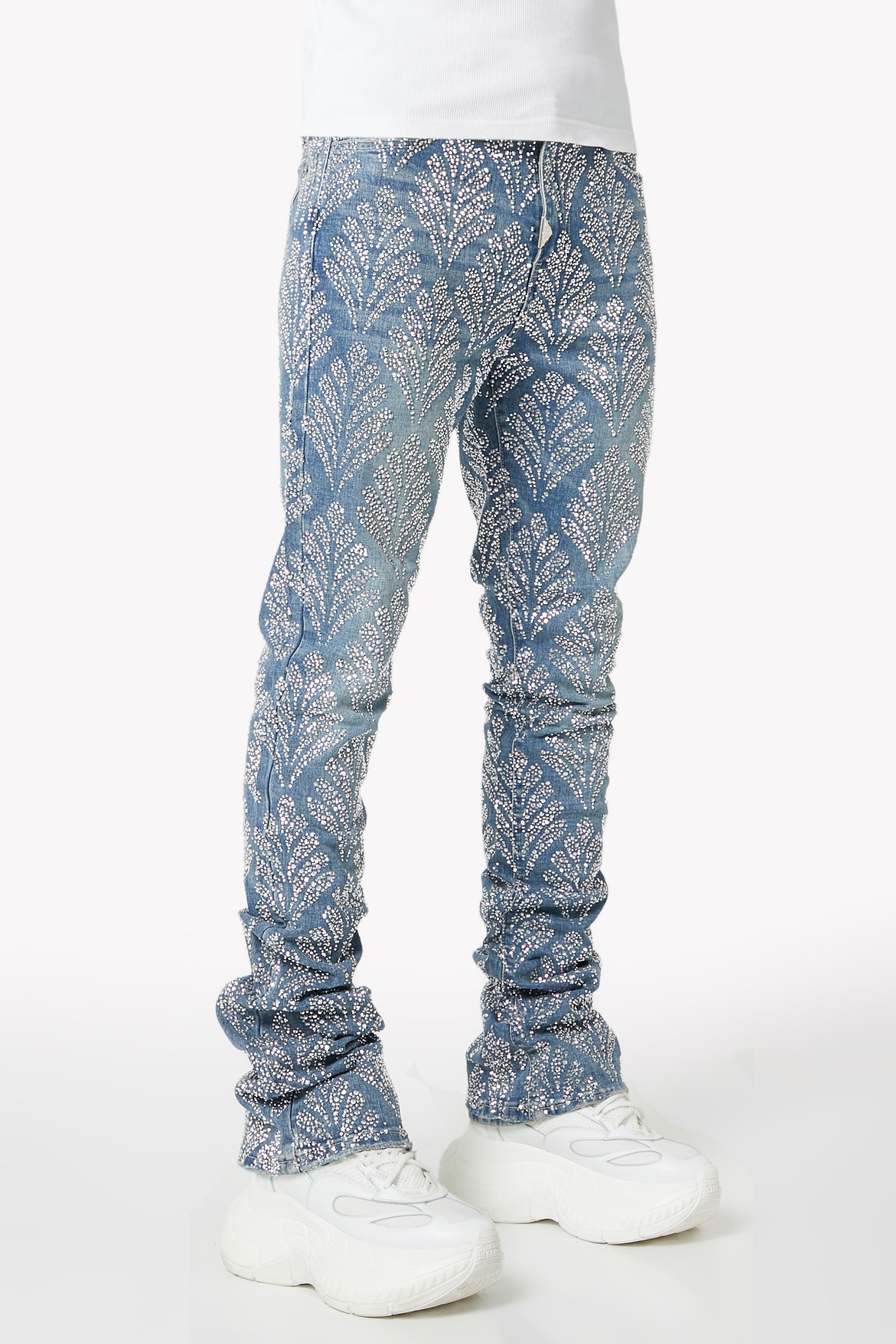 Steel Blue Embellished Denim