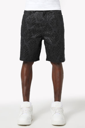 All Black Embellished Denim Shorts V2