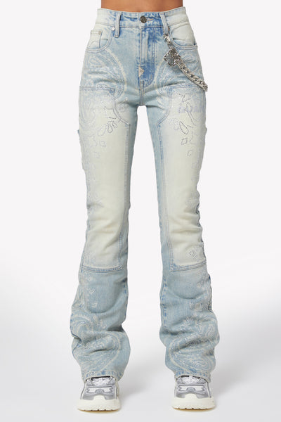 Aqua Blue Paisley Denim – Guapi Clothing