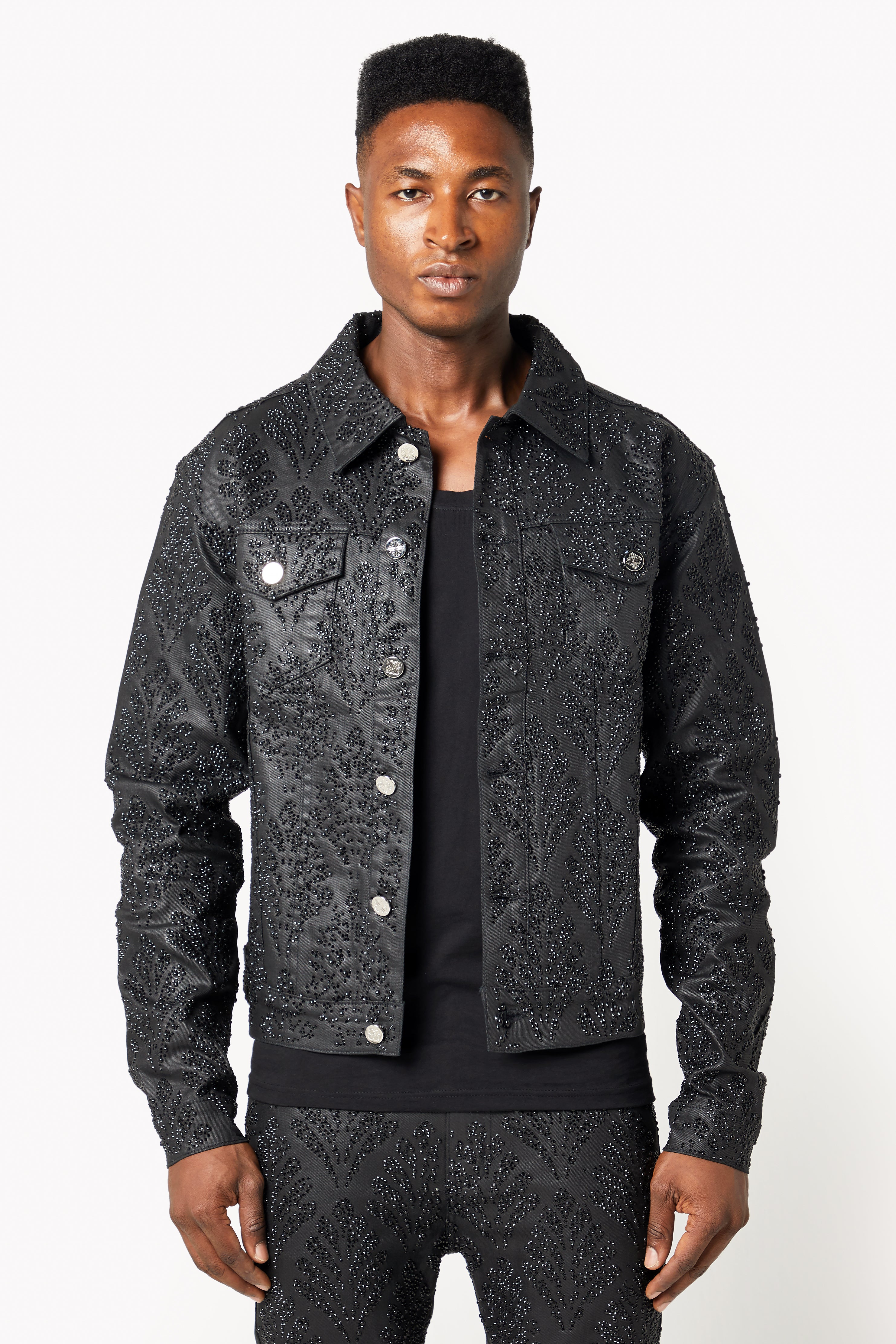 All Black Embellished Denim Jacket V3 – GUAPI CLOTHING FZ-LLC