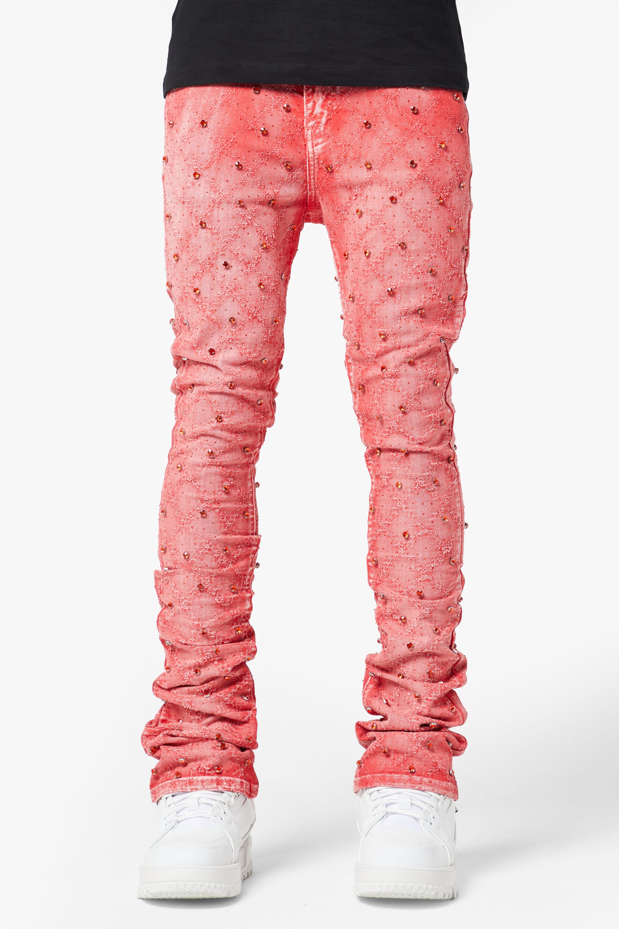 Vintage Red Embellished Denim