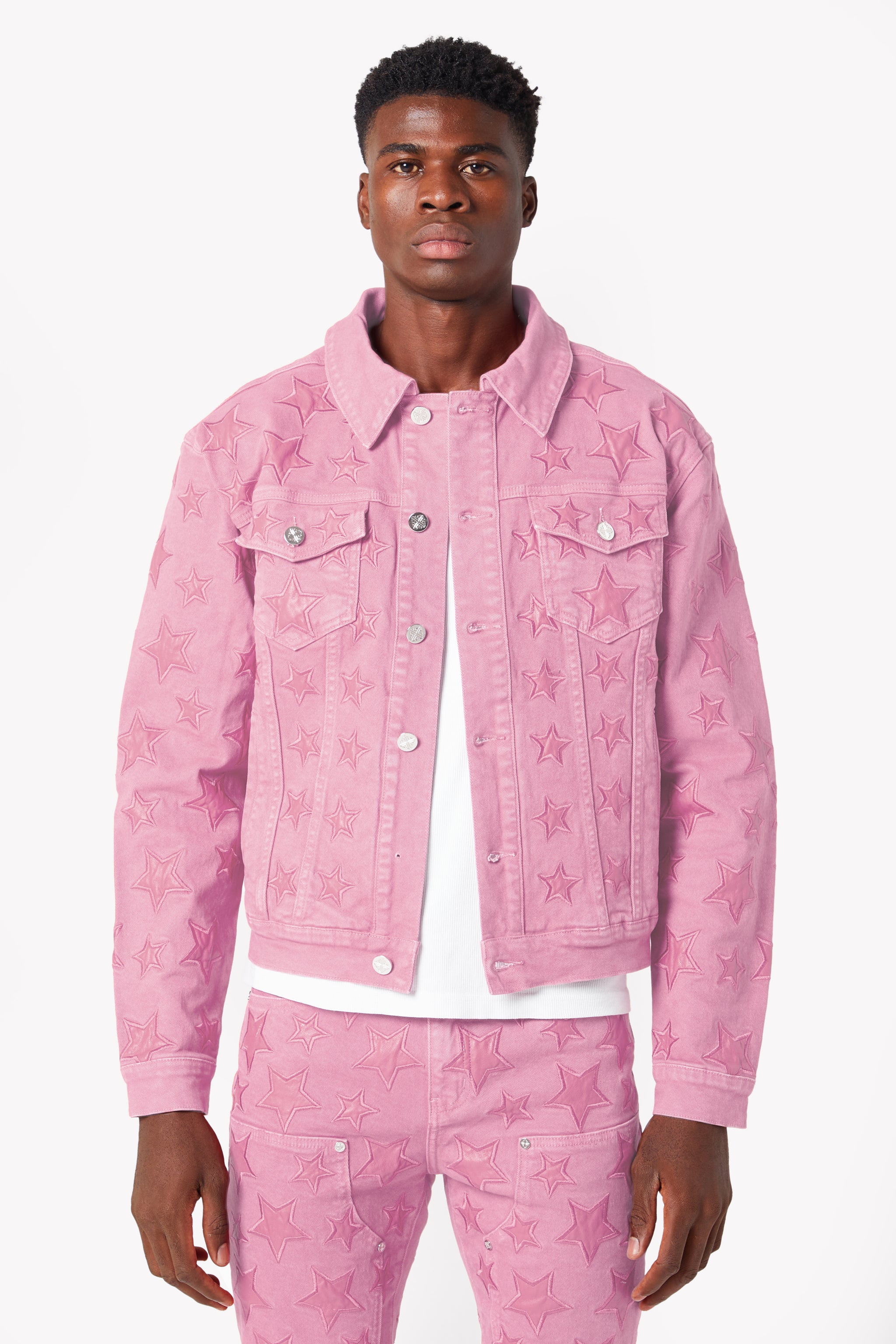 French Rose Stars Denim Jacket V2