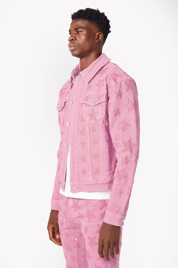 French Rose Stars Denim Jacket V2 - Guapi Clothing