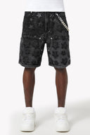 Obsidian Black Stars Denim Shorts