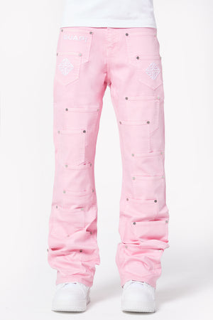 French Rose Pockets Flared Denim