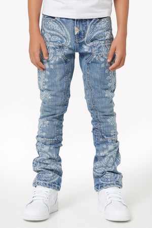 Vintage Blue Paisley Kids Denim