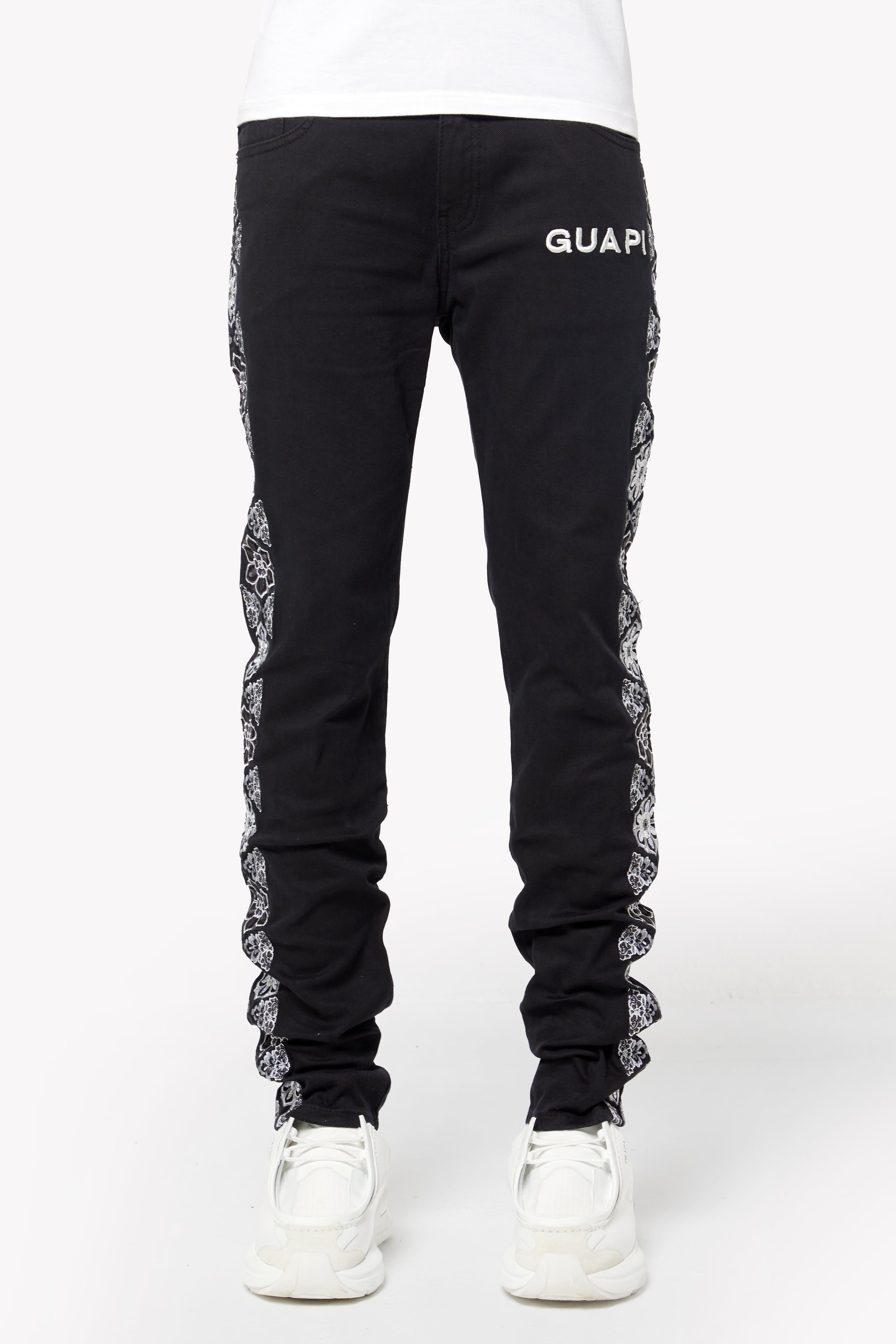 Obsidian Black Flowers Regular Denim