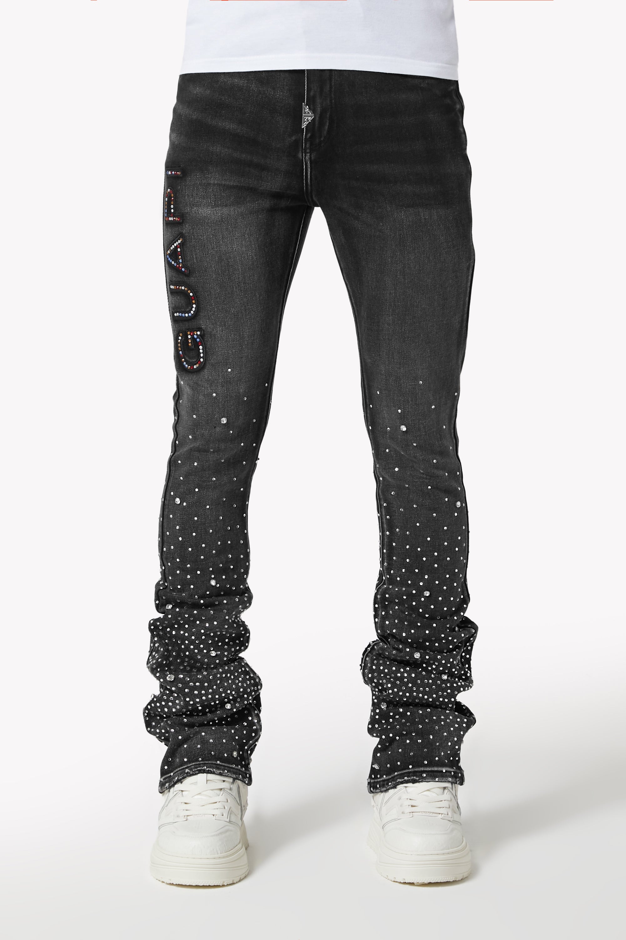 Iron Grey Embellished Denim