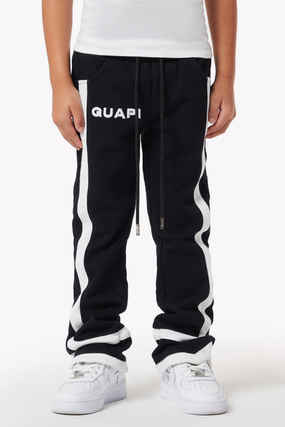GUAPI ブラック フレアパンツ スウェットパンツ 28 GUAPI グアピ スウェットパンツ Obsidian Black Embellished