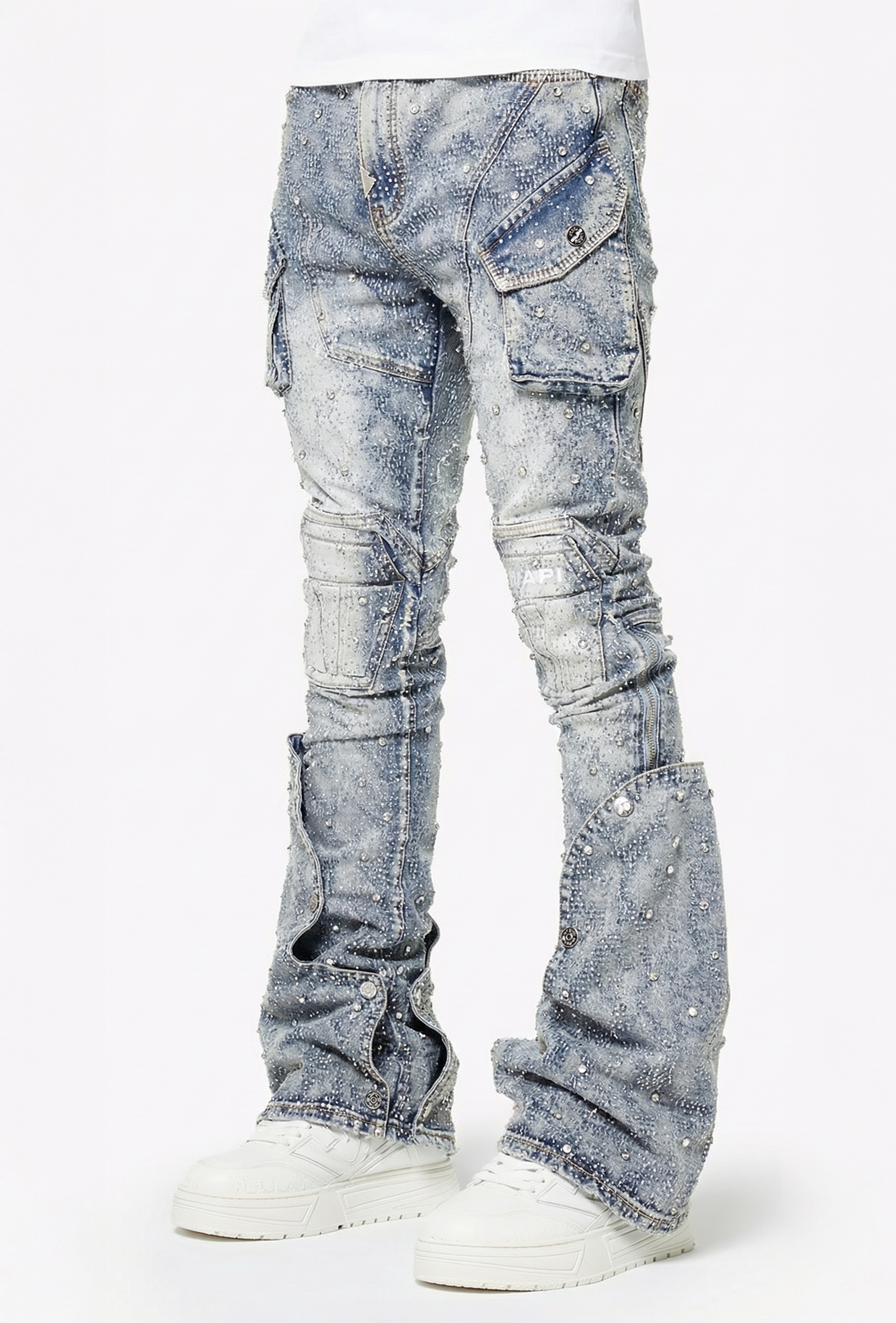 Aqua Blue Coffin Arc Embellished Denim – GUAPI CLOTHING FZ-LLC Aqua Blue Coffin Arc Embellished Denim – GUAPI CLOTHING FZ-LLC