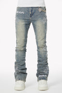 Vintage Blue Distressed Cross Denim