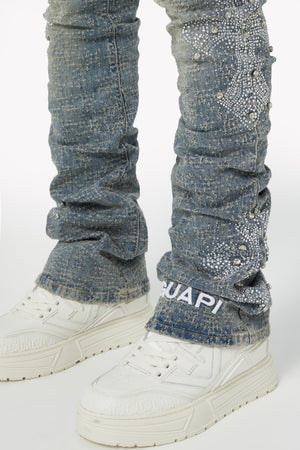 Vintage Blue Distressed Cross Denim