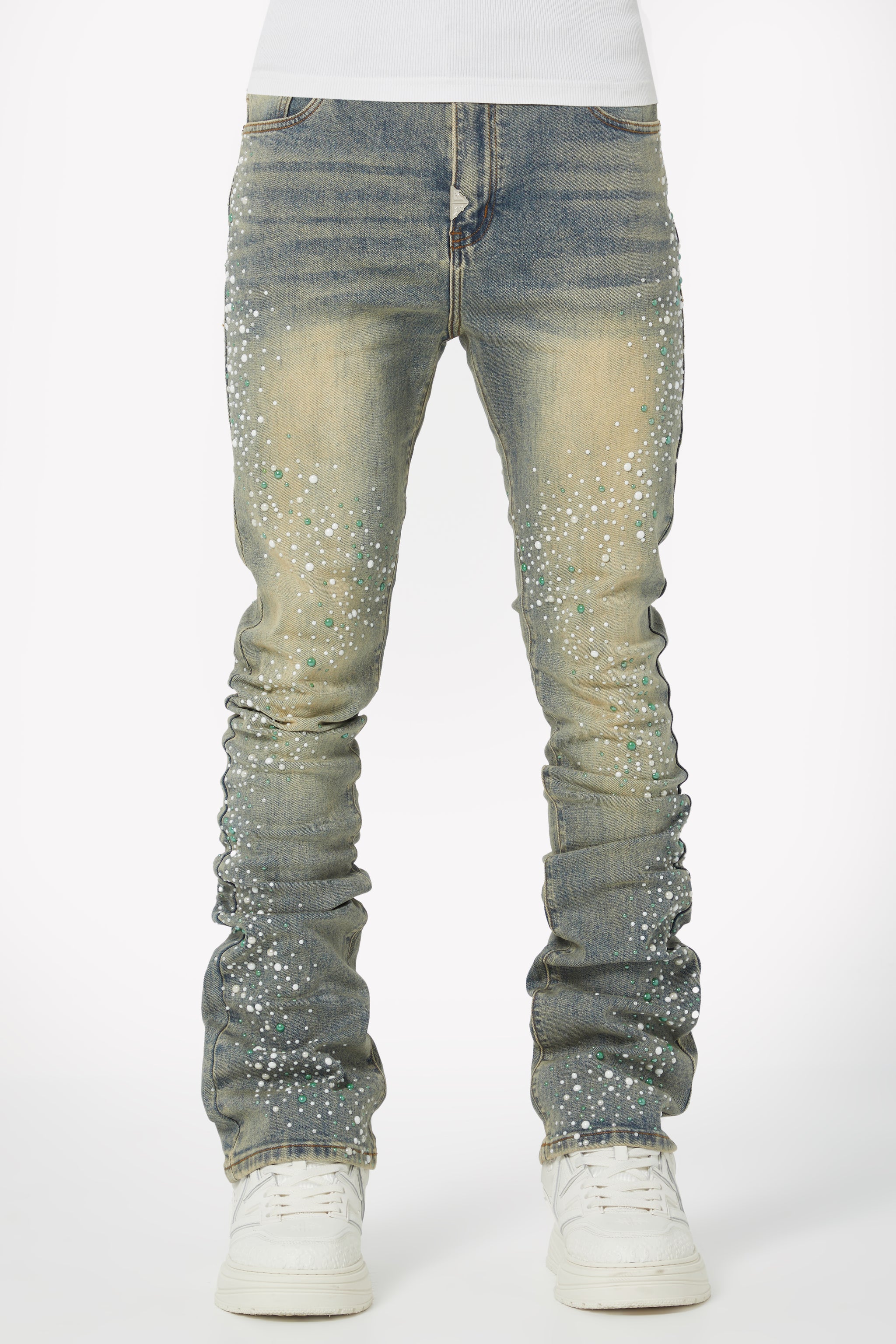 Vintage Olive Pearls Denim