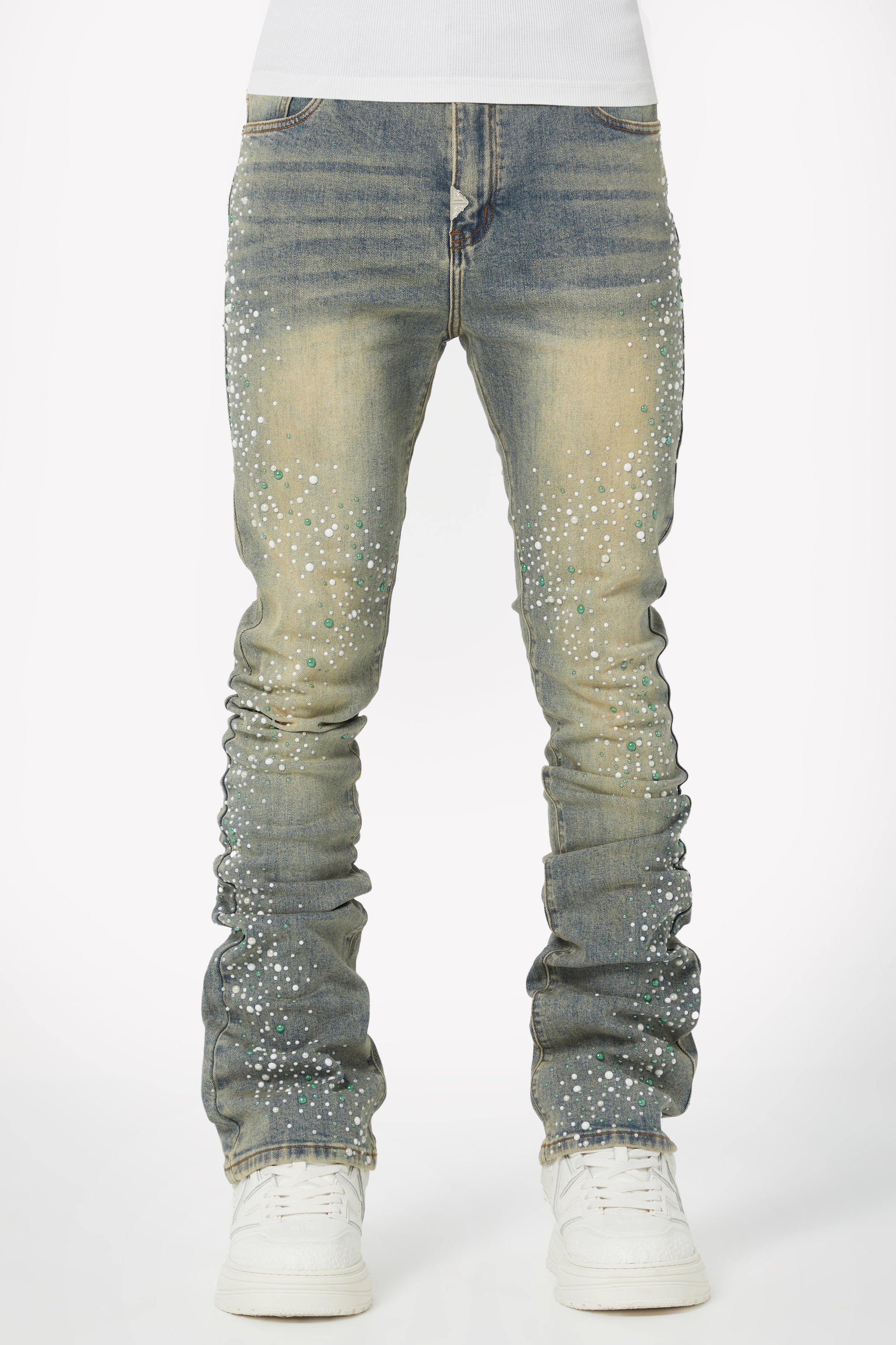 Vintage Olive Pearls Denim