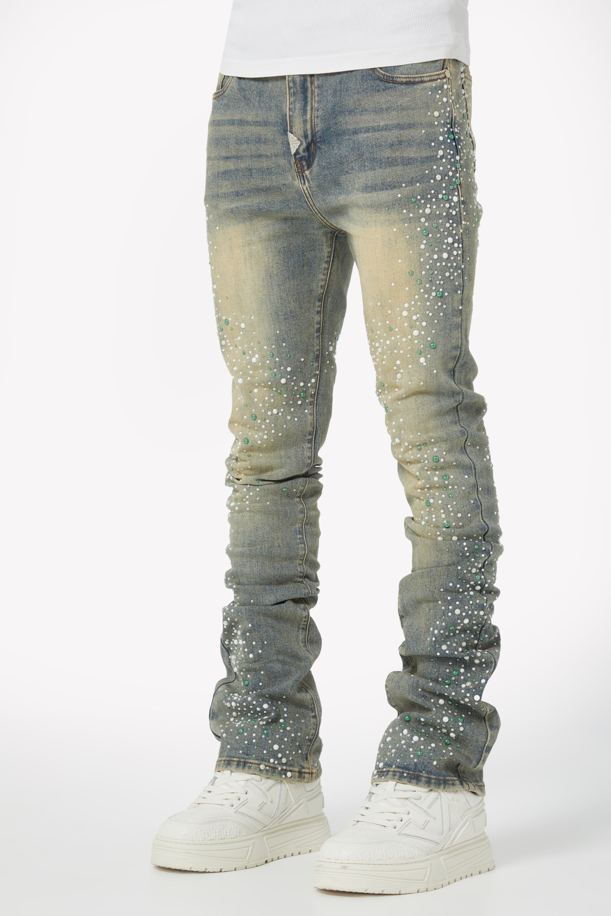 Vintage Olive Pearls Denim