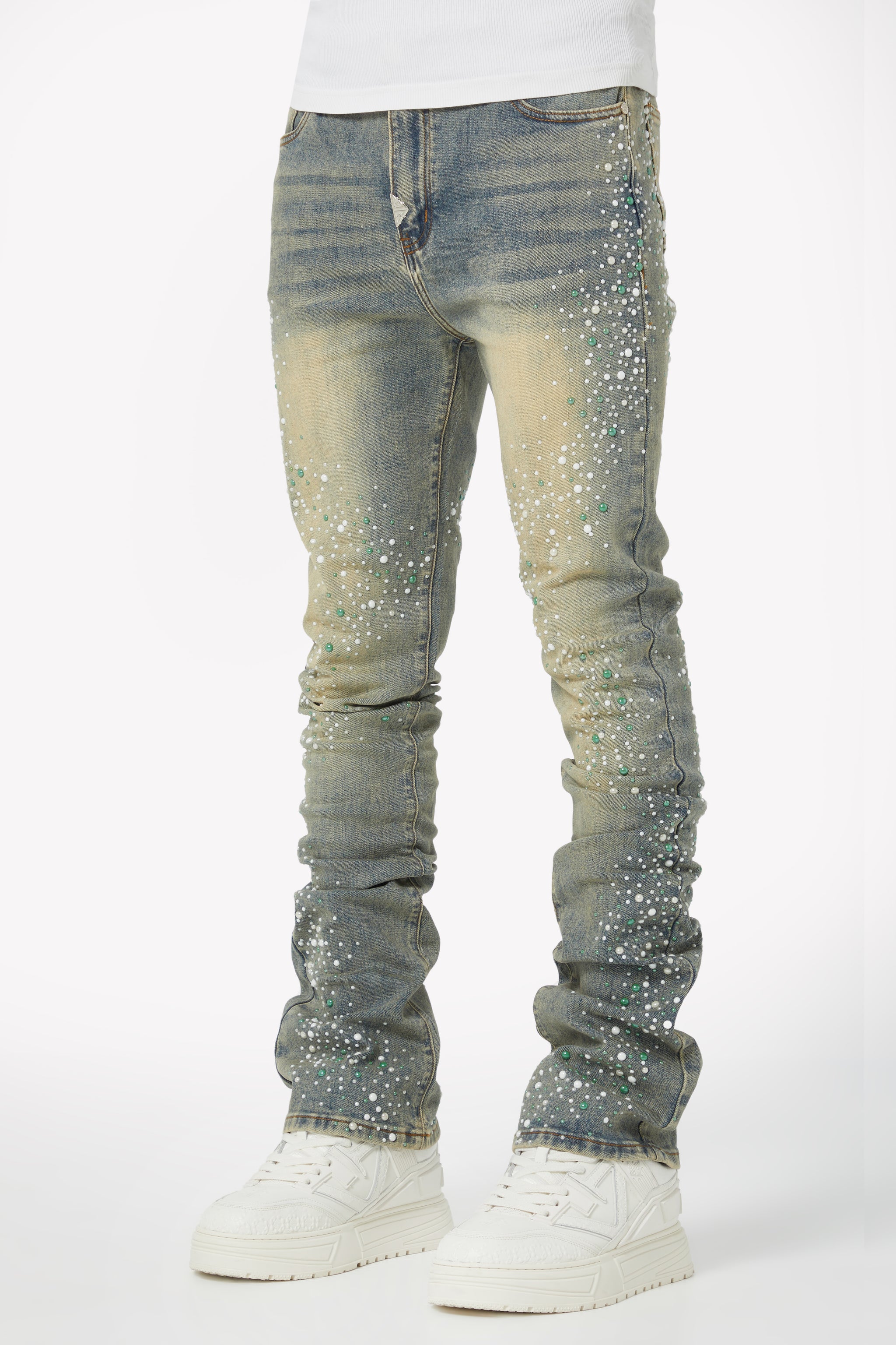 Vintage Olive Pearls Denim