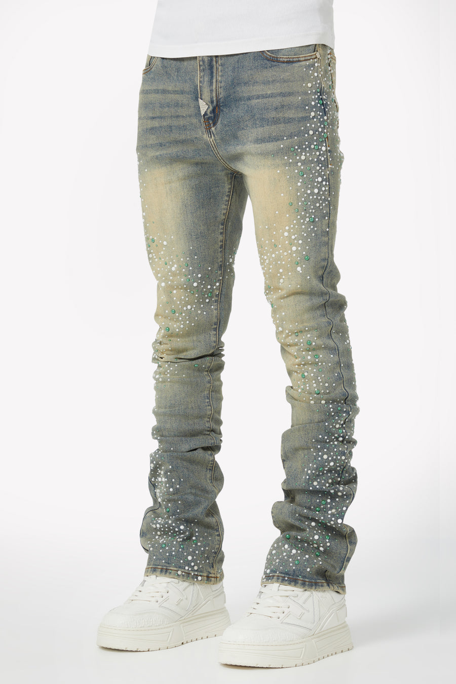 Vintage Olive Pearls Denim