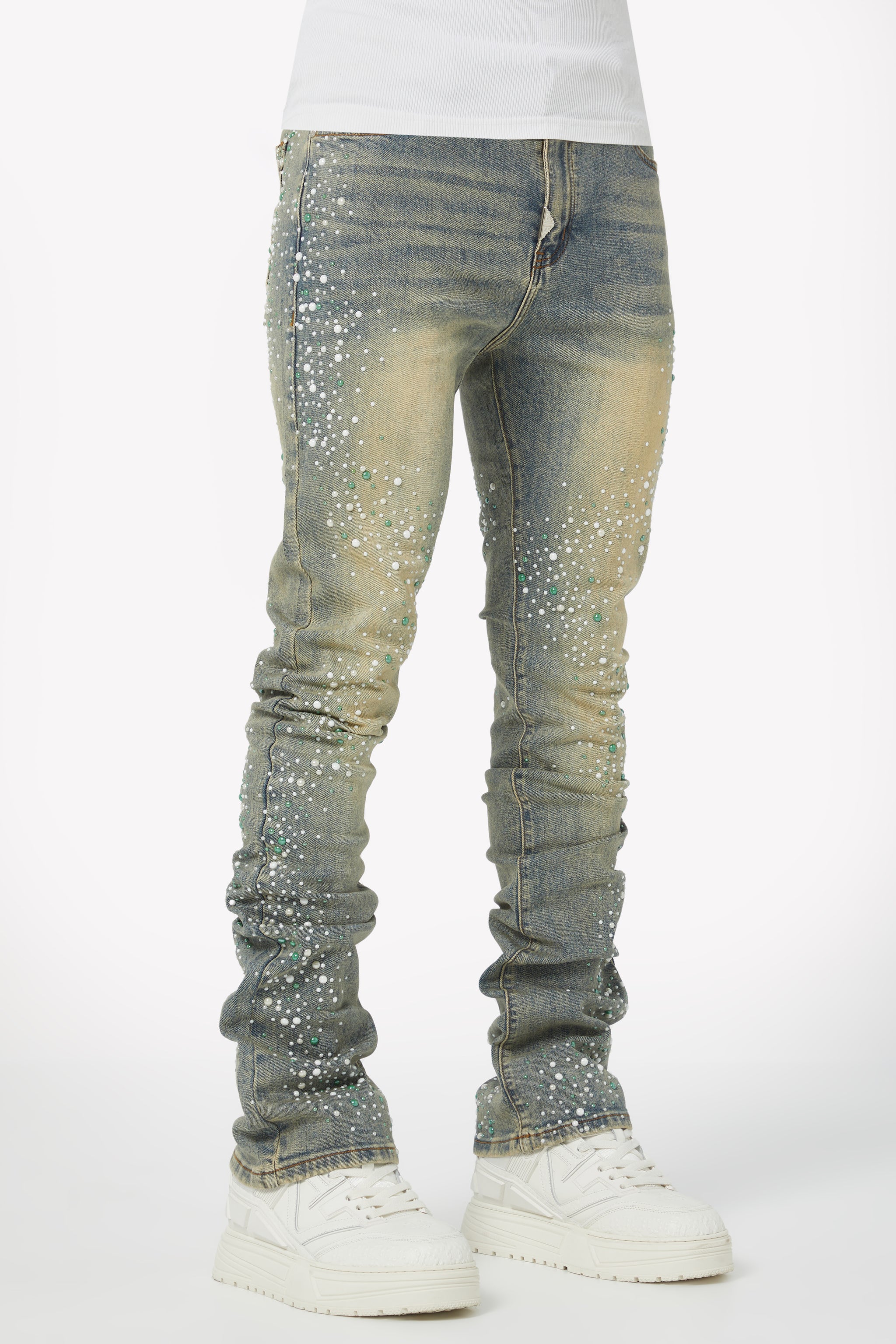 Vintage Olive Pearls Denim