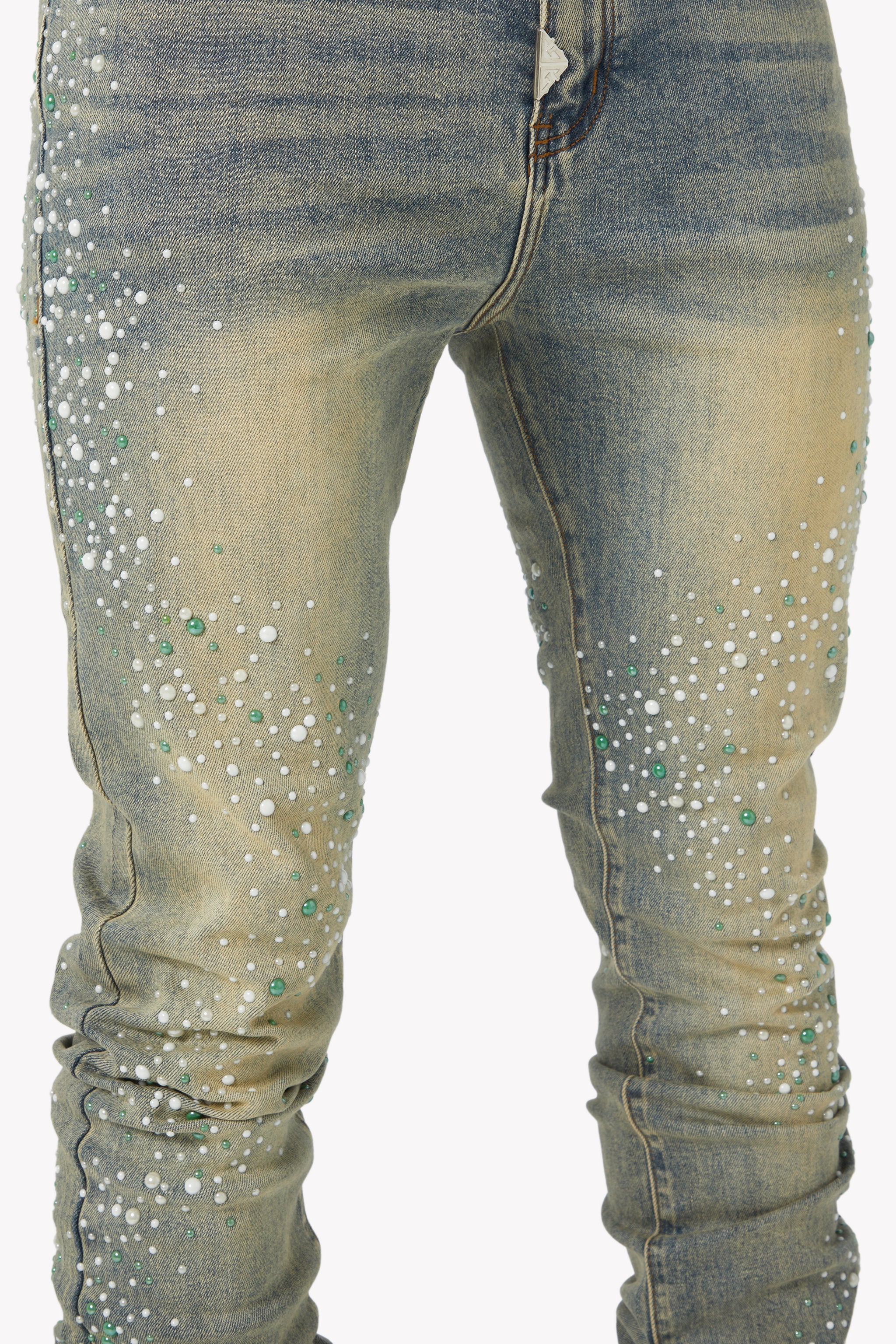 Vintage Olive Pearls Denim