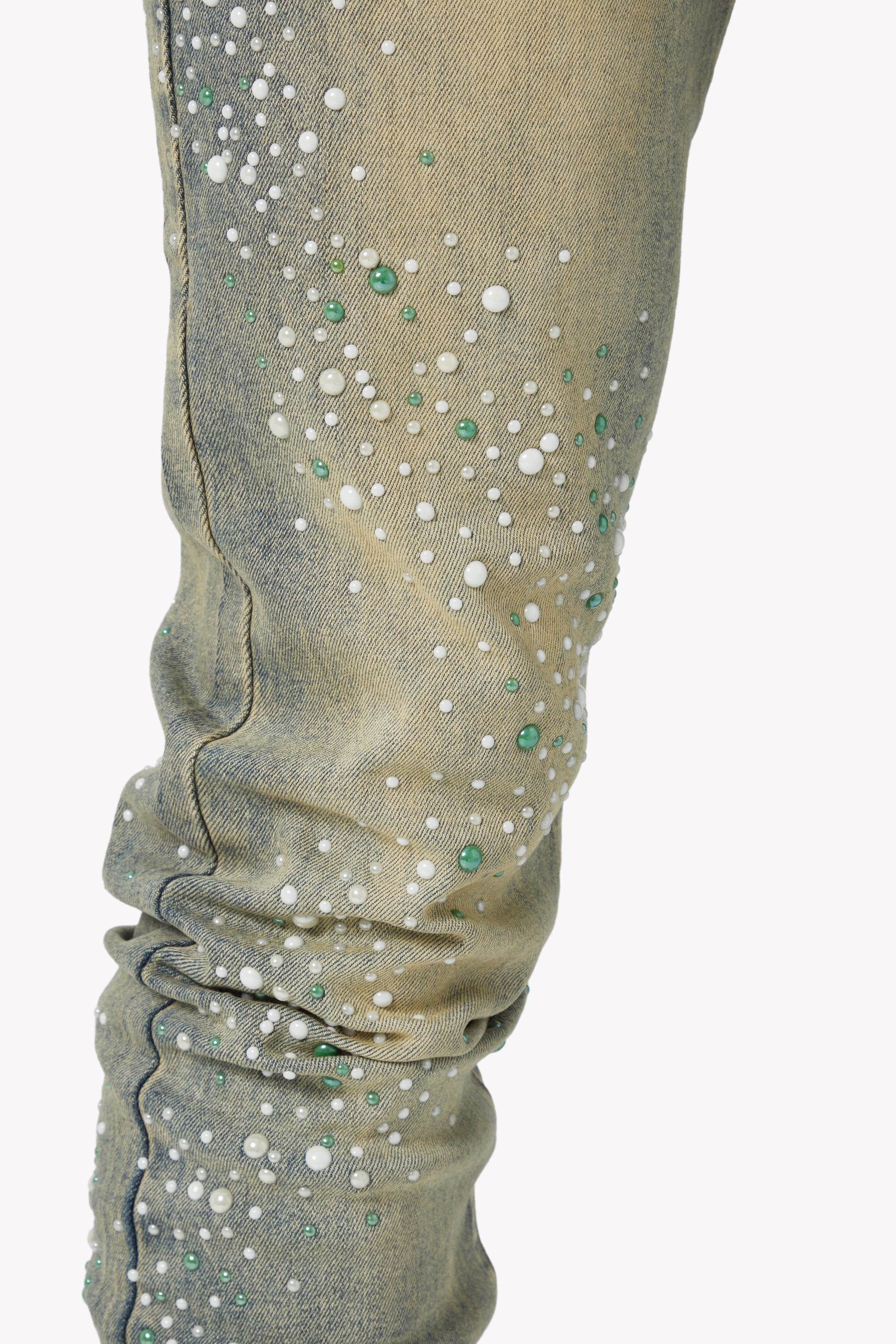 Vintage Olive Pearls Denim