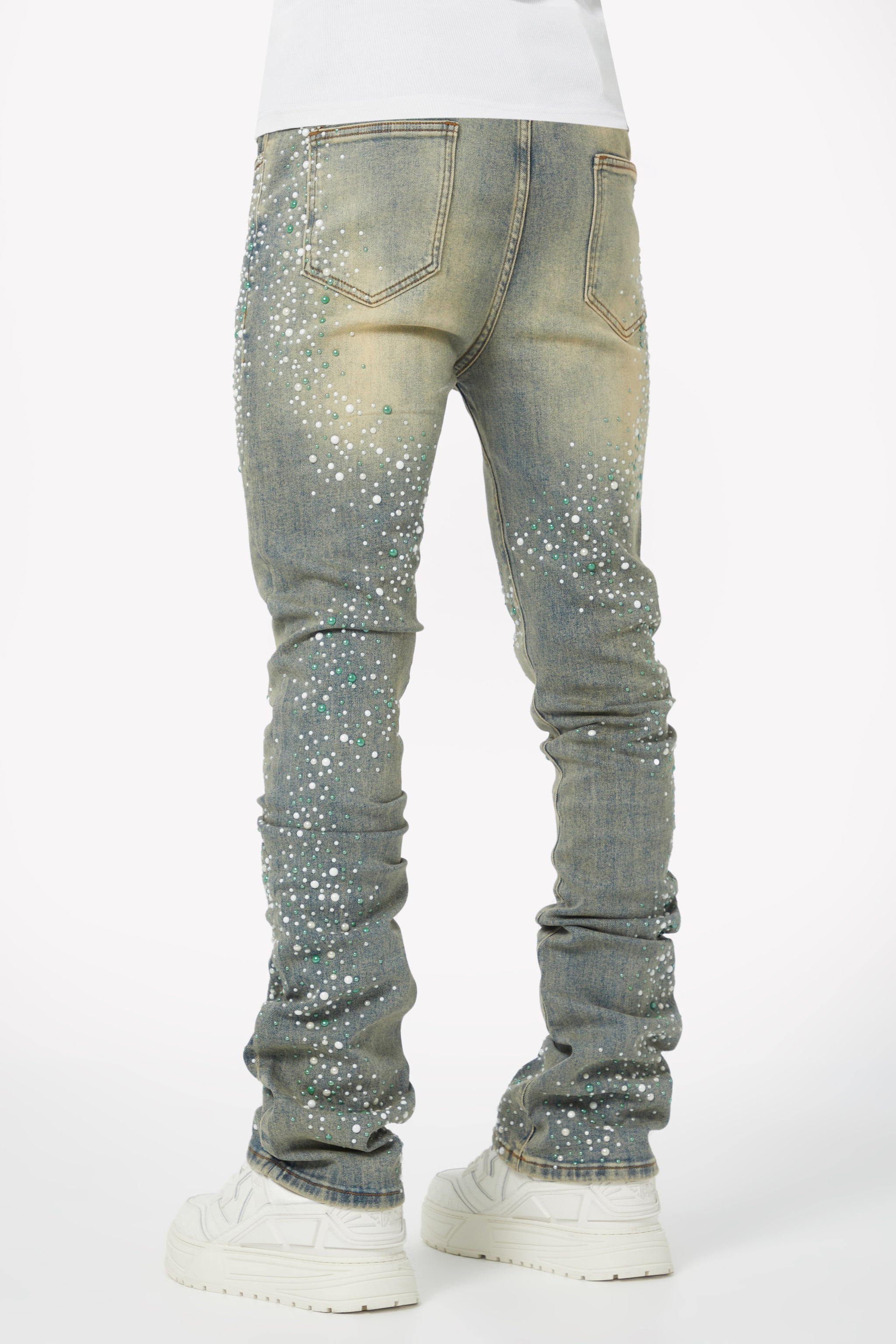 Vintage Olive Pearls Denim