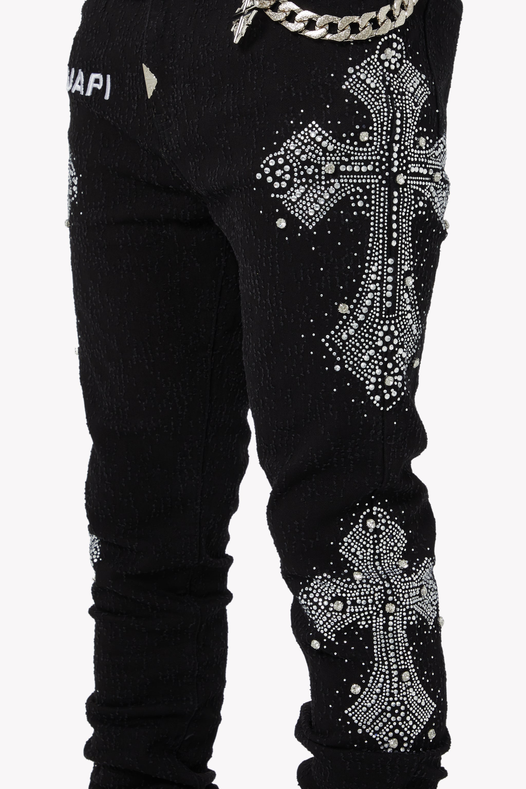 <tc>オブシディアンブラックディストレスクロスデニム</tc>