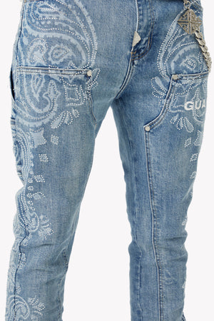 Vintage Blue Paisley Denim