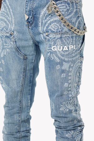 Vintage Blue Paisley Denim