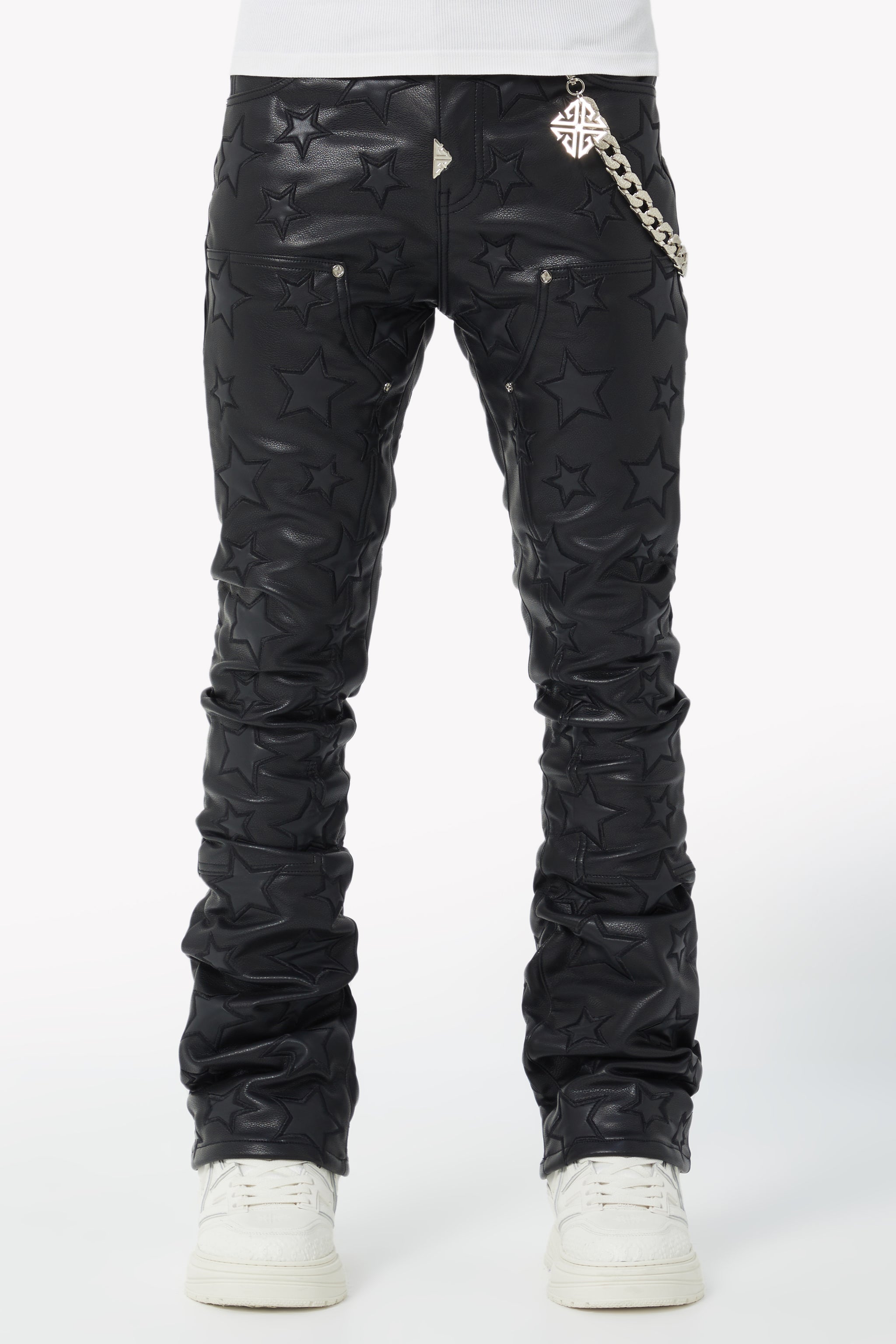 Obsidian Black Stars Leather Pant