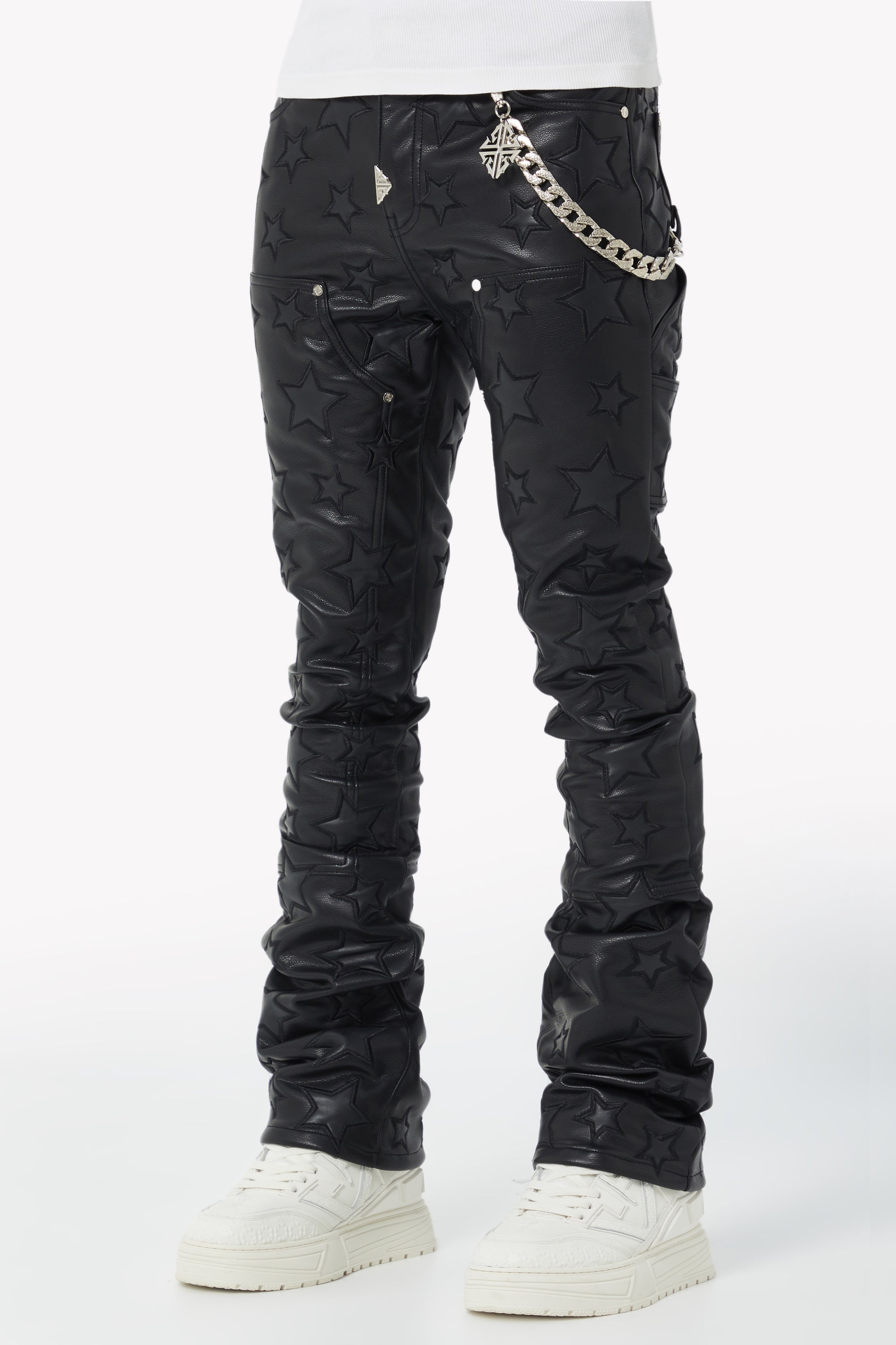 Obsidian Black Stars Leather Pant