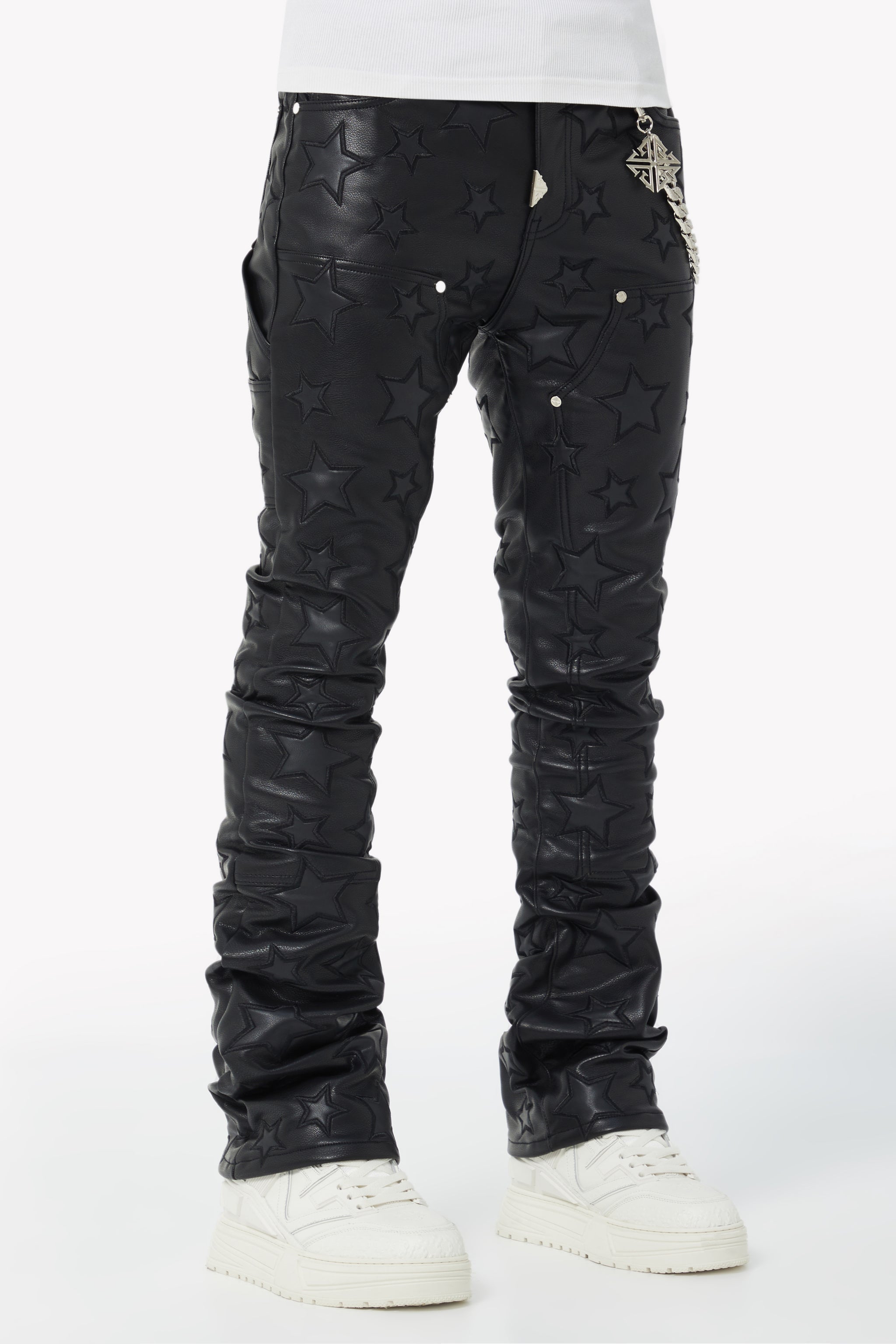 Obsidian Black Stars Leather Pant