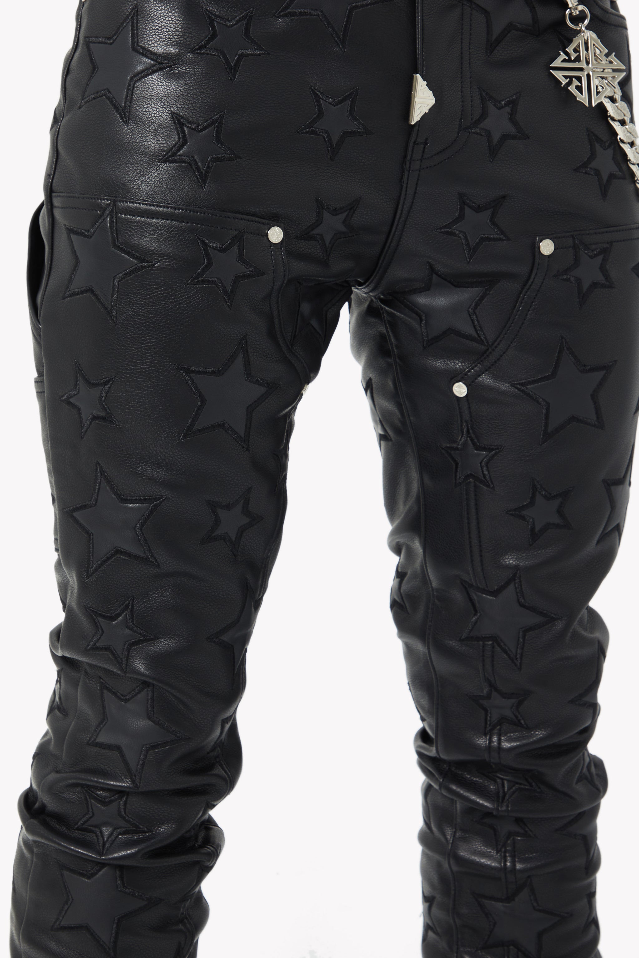 Obsidian Black Stars Leather Pant