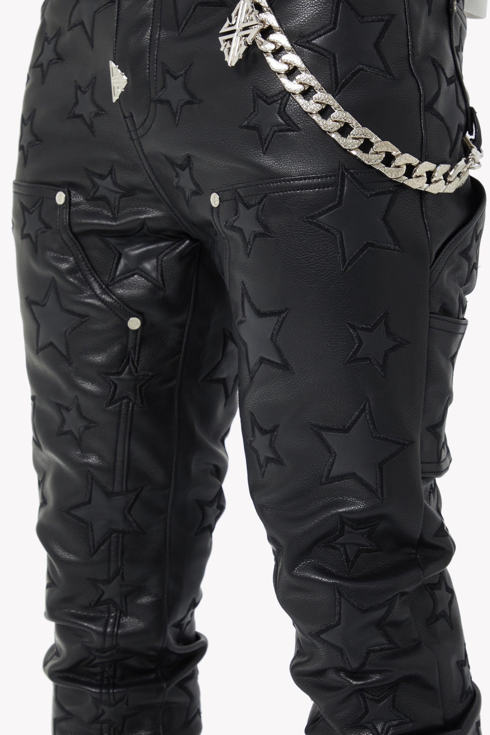 Obsidian Black Stars Leather Pant