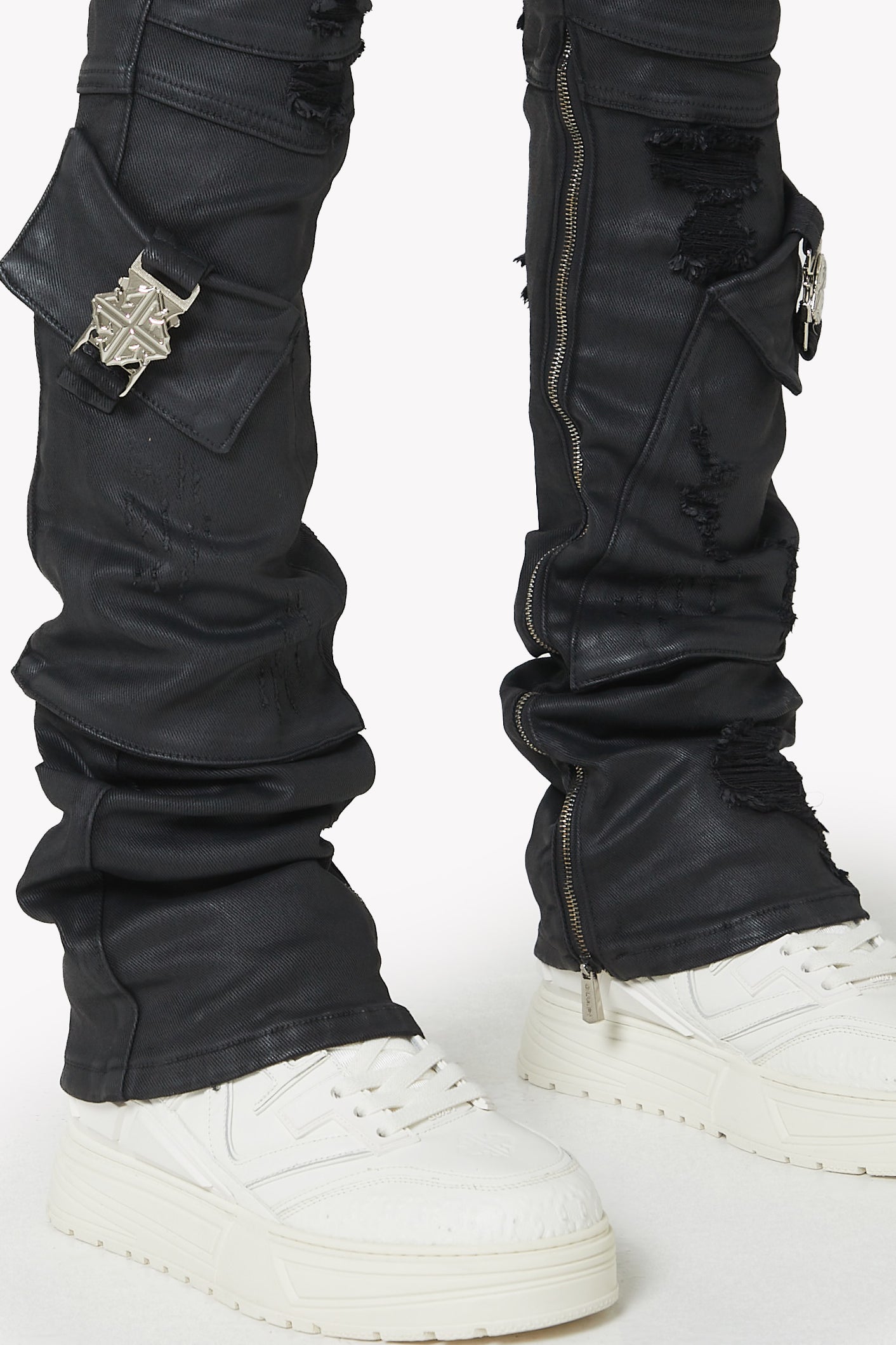 Waxed denim archive grunge edgy goth Lサイ Japanese label Waxed denim archive grunge edgy goth Lサイズ フレア
