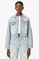Aqua Blue Embellished Denim Jacket