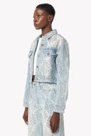 Aqua Blue Embellished Denim Jacket