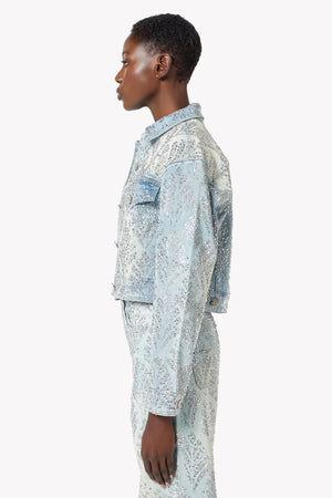 Aqua Blue Embellished Denim Jacket