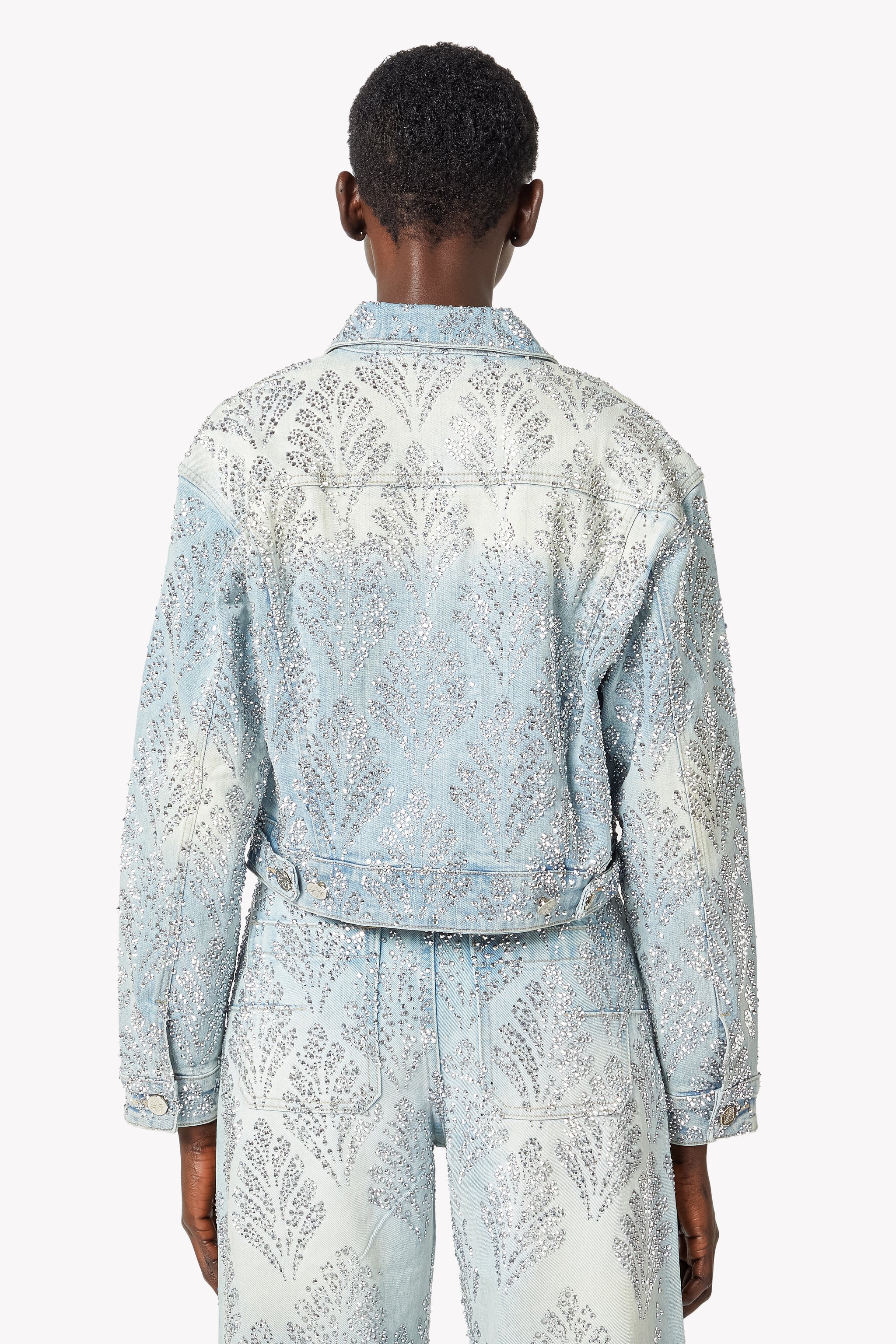 Aqua Blue Embellished Denim Jacket