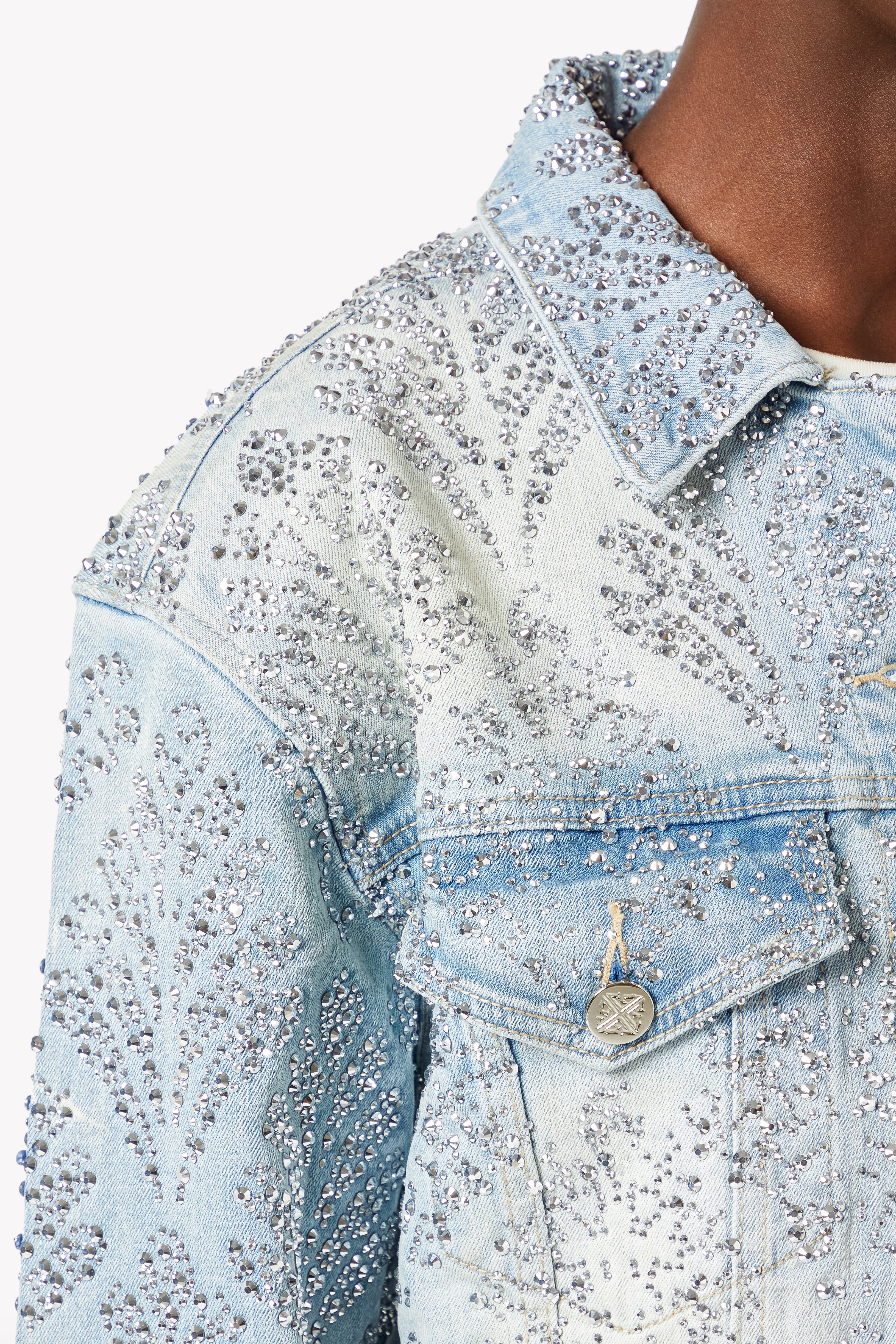 Aqua Blue Embellished Denim Jacket – GUAPI CLOTHING FZ-LLC